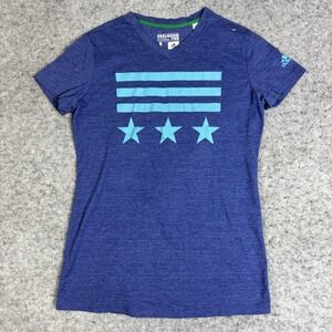 Adidas‎ Feel Good Tee Womens Large Blue Graphic Crewneck T Shirt
